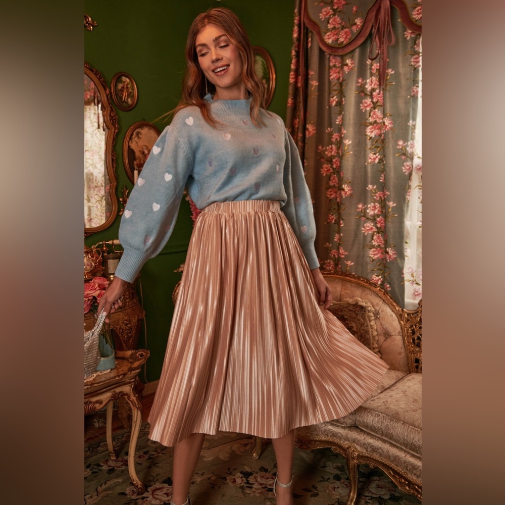Sugarlips Pink Metallic Pleated Skirt NWT Size Medium